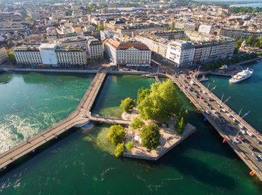 Aerial view of Leman lake -  Geneva city in Switzerland clipart