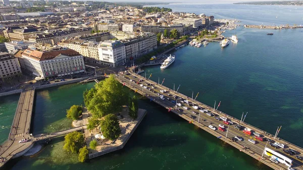 Veduta Aerea Del Lago Leman Ginevra Città Svizzera — Foto Stock