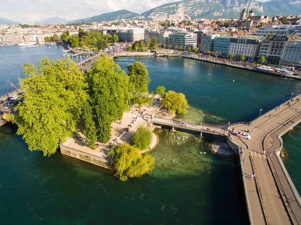 Aerial View Leman Lake Geneva City Switzerland — Stock Photo, Image