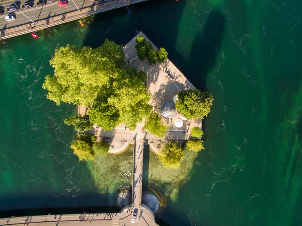 Vista Aérea Lago Leman Genebra Cidade Suíça — Fotografia de Stock