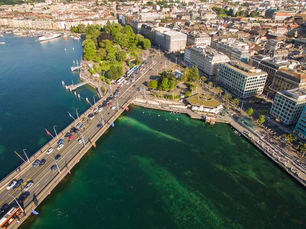 Luchtfoto Van Leman Lake Genève Stad Zwitserland — Stockfoto