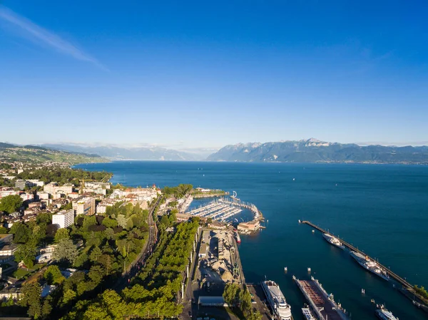 Luftaufnahme Der Uferpromenade Lausanne Schweiz — Stockfoto