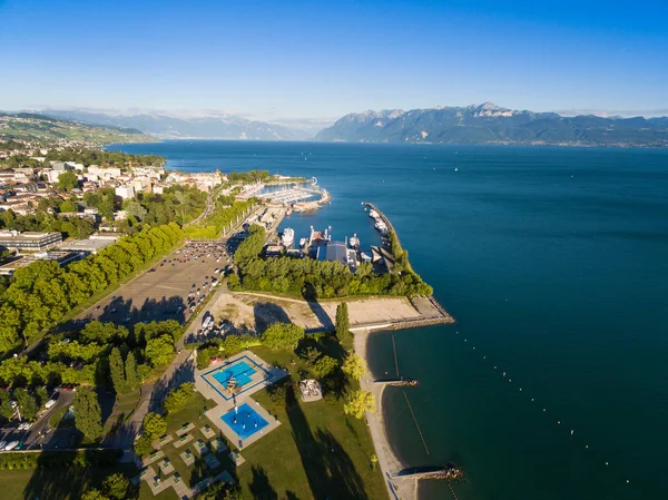 Luftaufnahme Der Uferpromenade Lausanne Schweiz — Stockfoto