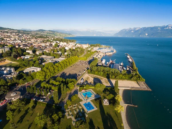 Aerial View Ouchy Waterfront Lausanne Switzerland — Stock Photo, Image