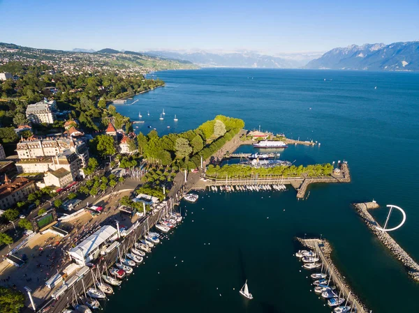 Luftaufnahme Der Uferpromenade Lausanne Schweiz — Stockfoto