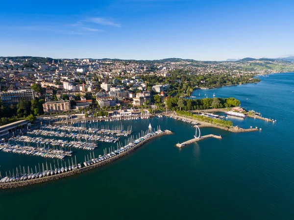 Luftaufnahme Der Uferpromenade Lausanne Schweiz — Stockfoto