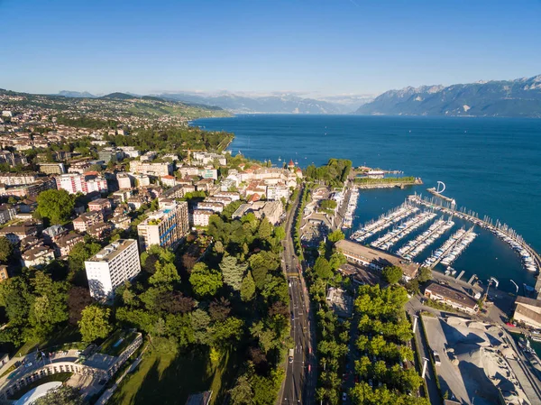 Lozan, İsviçre sıksam Waterfront havadan görünümü