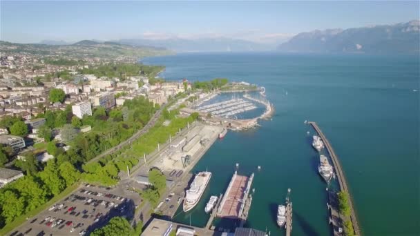 Aerial Footage Ouchy Lausanne City Switzerland Uhd — Stock Video