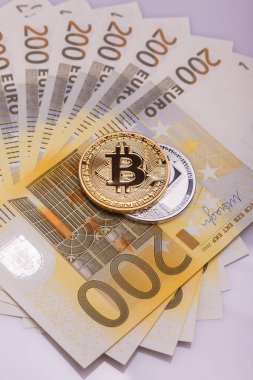 Bitcoin btc kripto para birimi para 200'den fazla euro banka notları