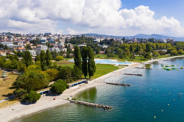 Luchtfoto Van Ouchy Waterkant Lausanne Zwitserland — Stockfoto