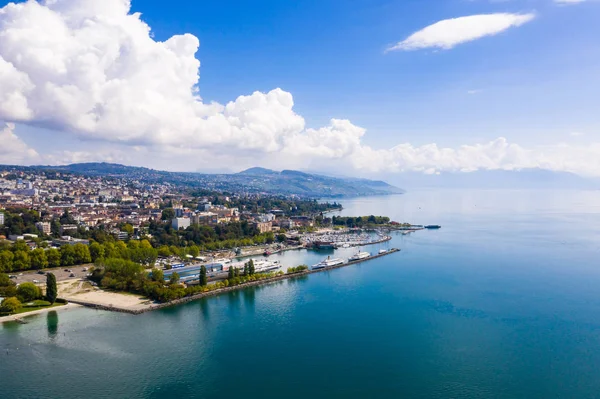 Luchtfoto Van Ouchy Waterkant Lausanne Zwitserland — Stockfoto
