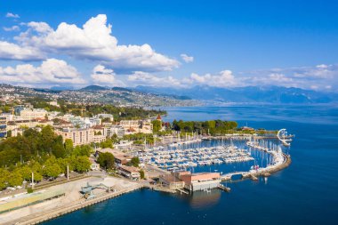 Lozan, İsviçre sıksam Waterfront havadan görünümü