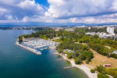 Lozan, İsviçre sıksam Waterfront havadan görünümü