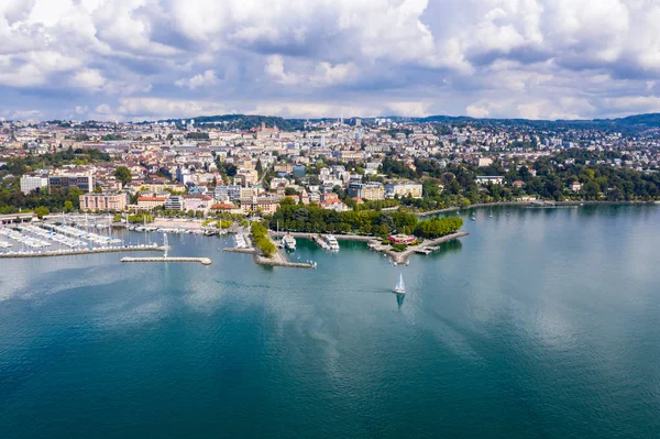 Veduta Aerea Del Lungomare Ouchy Losanna Svizzera — Foto Stock