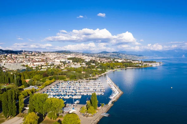 Aerial View Ouchy Waterfront Lausanne Switzerland — Stock Photo, Image