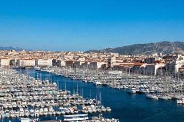 Marsilya pier - Güney Fransa Vieux Port görünümünü