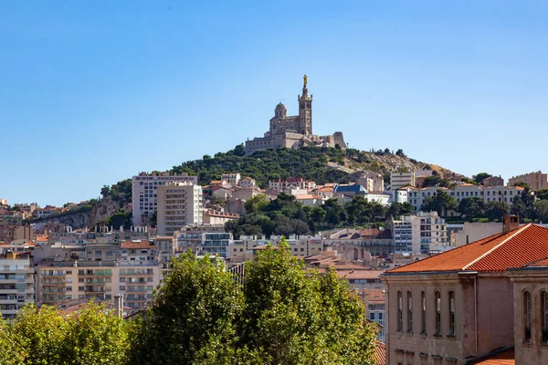 Notre Dame Garde Katedrális Templom Marseille Franciaország — Stock Fotó