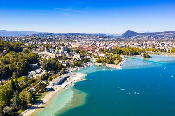 Vista Aérea Orla Lago Annecy França — Fotografia de Stock