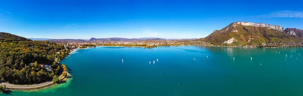 Luchtfoto Van Annecy Lake Waterkant Frankrijk — Stockfoto