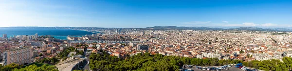 Vista Aérea Cidade Marselha Miradouro Catedral Notre Dame Garde Sul — Fotografia de Stock