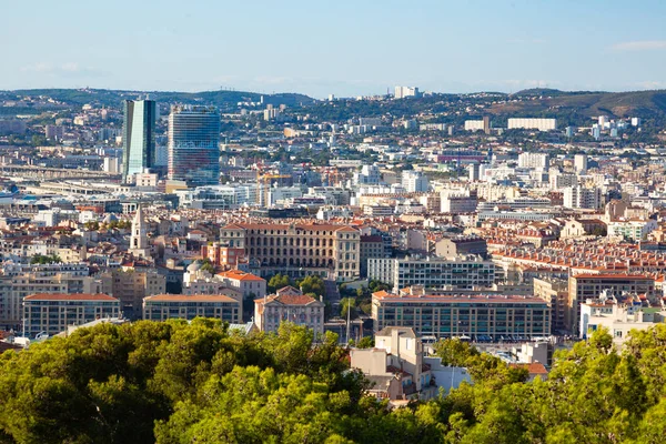 Légi Felvétel Marseille Város Notre Dame Garde Székesegyház Szempontból Dél — Stock Fotó