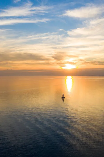 Aerial View Sunset Leman Lake Ouchy Waterfront Lausanne Switzerland — Stock Photo, Image