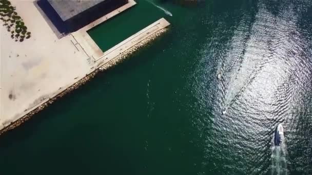 Drone Aerial Widok Molo Marsylii Vieux Port Zamek Jean Mucem — Wideo stockowe
