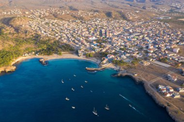 Tarrafal Beach Santiago Adası Cape Verde - Cabo Verde havadan görünümü