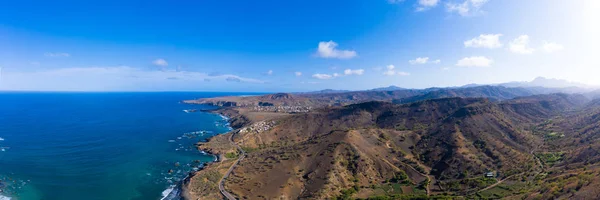 Panoramautsikt Över Flygfoto Vilda Kusten Nära Calhet Santiago Kap Verde — Stockfoto