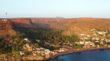 Santiago 4k Uhd Havadan görünümü Cidade Velha şehir - Cape Verde - Cabo Verde