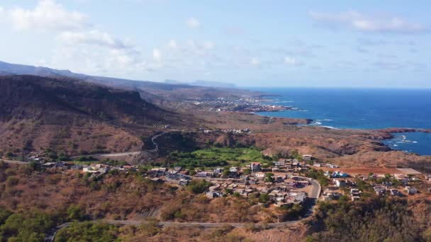 Uhd Letecký Pohled Divoké Pobřeží Poblíž Calhety Santiagu Kapverdách Cabo — Stock video