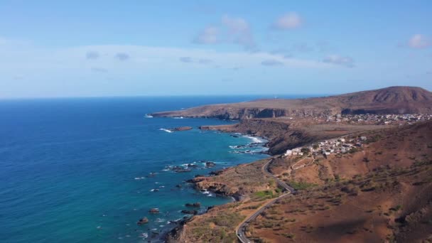 Uhd Aerial View Wilde Kustlijn Buurt Van Calheta Santiago Kaapverdië — Stockvideo