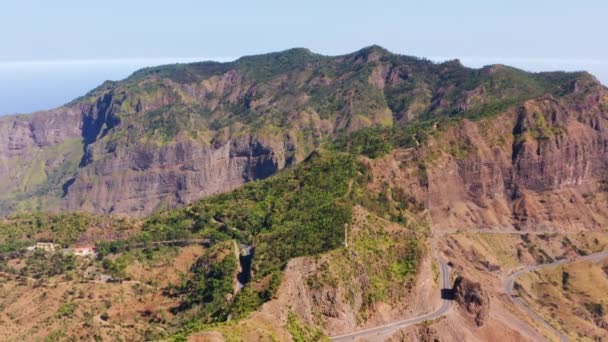 Uhd Aerial View Serra Malagueta Natural Parc Santiago Island Cape — Stock Video