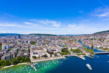 İsviçre'de Zürih şehrinin havadan görünümü