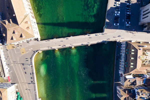 Luchtfoto van Zurich stad in Zwitserland — Stockfoto