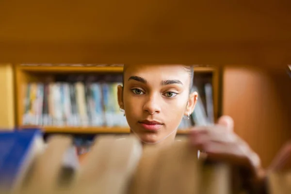 Black african american young girl student studying at the school — Stock Photo, Image