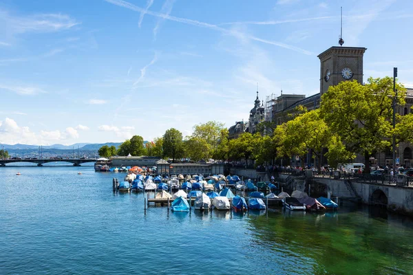 Aerial view of Zurich  old town waterfront in Switzerland — Stock Photo, Image