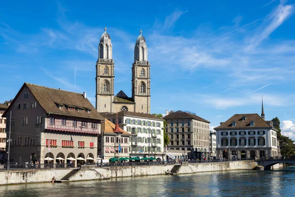 Aerial view of Zurich  old town waterfront in Switzerland — Stock Photo, Image