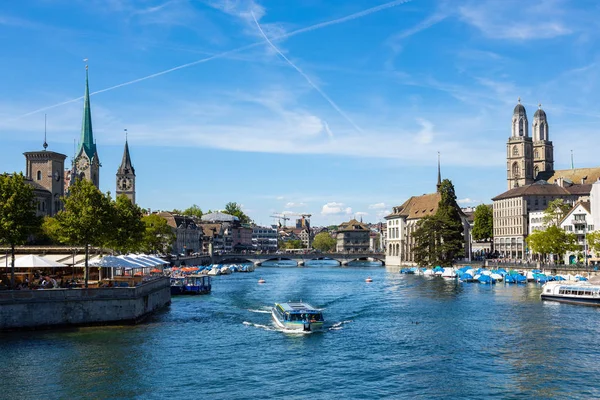 Aerial view of Zurich  old town waterfront in Switzerland — Stock Photo, Image