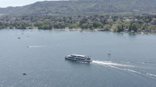 Ograderad Drone Flygbild Över Zürich City Waterfront Schweiz — Stockvideo