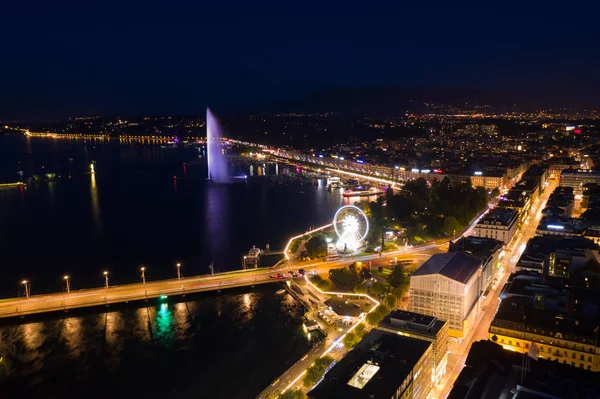 Luftaufnahme des Genfer Stadtbrunnens in der Schweiz — Stockfoto