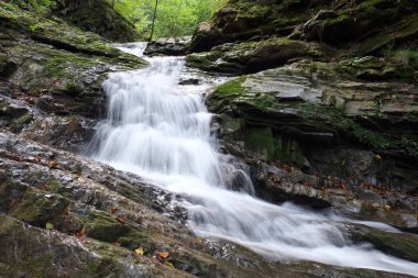Şelaleler ve kayalar ile dağ nehirdir