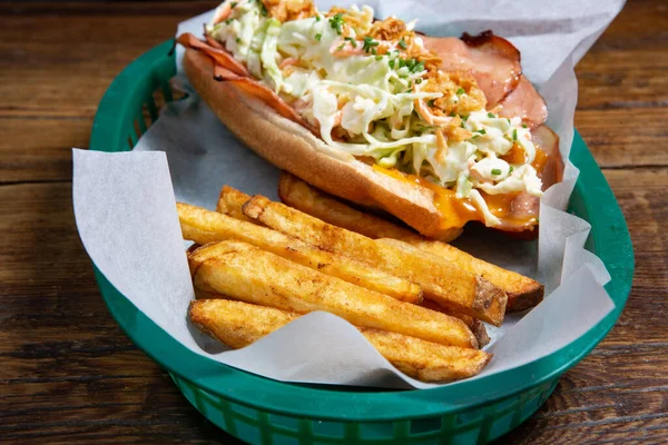 Hot Dog Fast Food Aux Frites — Photo