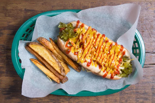 Hot Dog Fast Food Aux Frites — Photo