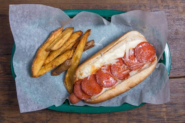 Hot Dog Fast Food Aux Frites — Photo