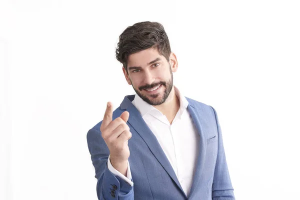 Joven Hombre Negocios Guapo Con Chaqueta Traje Con Corbata Cuello —  Fotos de Stock