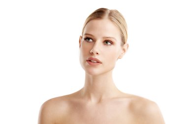 Güzel bir genç kadın, poz yakın çekim Güzellik Portresi