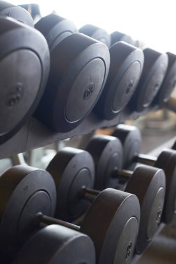 Spor salonunda spor ekipmanları barbells 