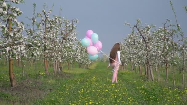 Menina com balões — Vídeo de Stock