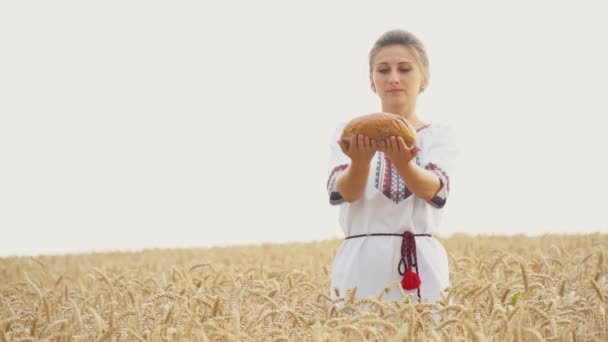 Ragazza in costume nazionale ucraino — Video Stock